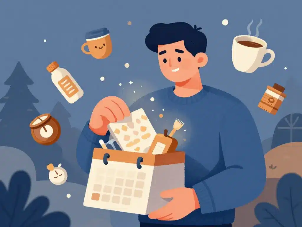 calendrier de l'après 2024 homme illustration concept expérience masculine