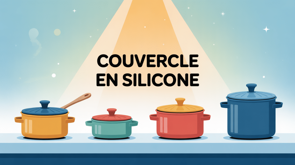 Couvercles silicone colorés sur récipients en cuisine, couvercle silicone danger