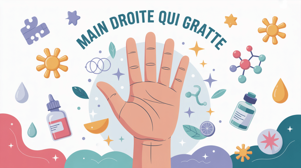 gratter la main droite illustration signification
