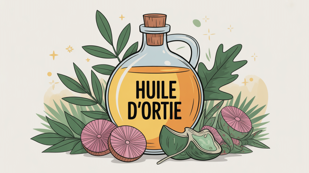 huile d ortie illustration bienfaits sur cheveux et peau