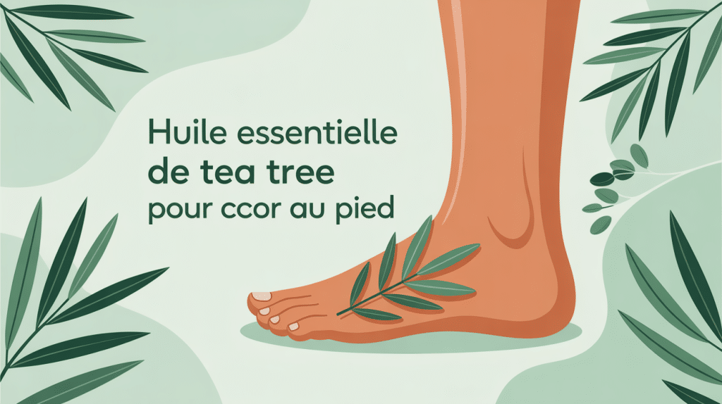 illustration huile essentielle tea tree pour cors au pied bien-être