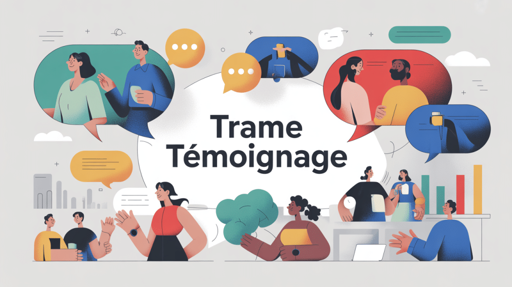 la trame témoignage en illustration vectorielle, bulles et silhouettes clients