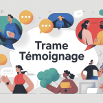 la trame témoignage en illustration vectorielle, bulles et silhouettes clients