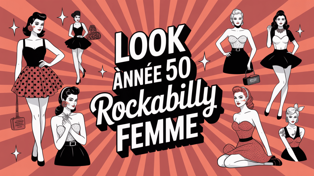 look année 50 rockabilly femme silhouettes pin-up accessoires
