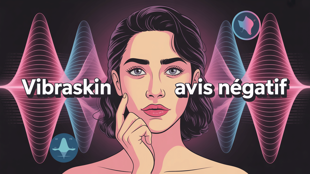 Vibraskin avis négatif visuel central avec ondes et visage expressif