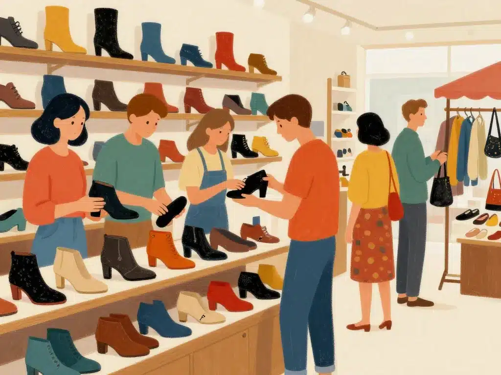 shopping vintage chaussures friperie brocante scène vivante