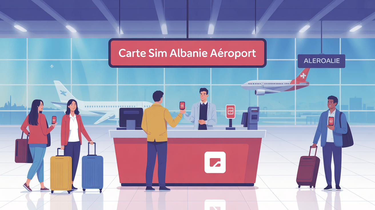 Acheter carte SIM Albanie aéroport dès l'arrivée illustration
