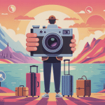 appareil photo voyage silhouette aventure paysage