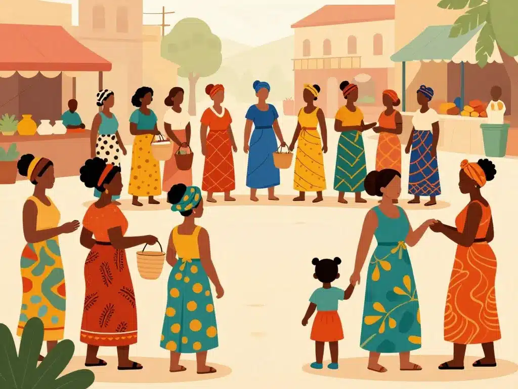 image cap vert femme société place marché ambiance matriarcale