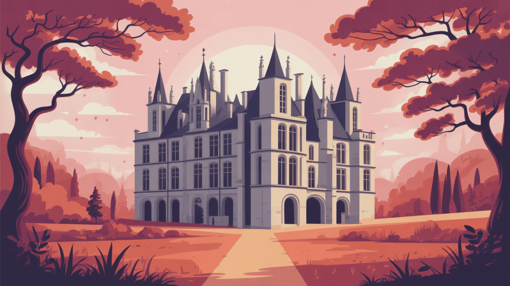 vue stylisée du chateau de bayon à l’aube