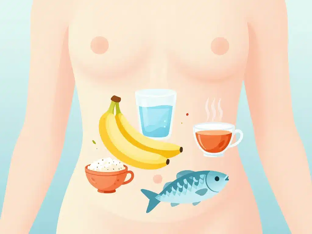 comment nettoyer son estomac illustration aliments doux et boissons apaisantes