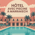 illustration hotel piscine marrakech avec palmiers