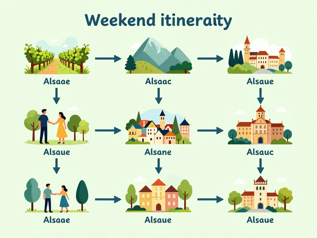 Diagramme itinéraires week end en Alsace vignobles montagnes