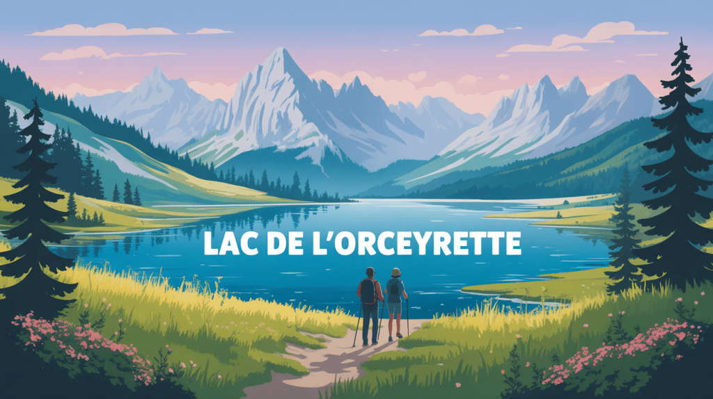 lac de l'Orceyrette en été reflet sommets mélèzes