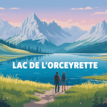 lac de l'Orceyrette en été reflet sommets mélèzes