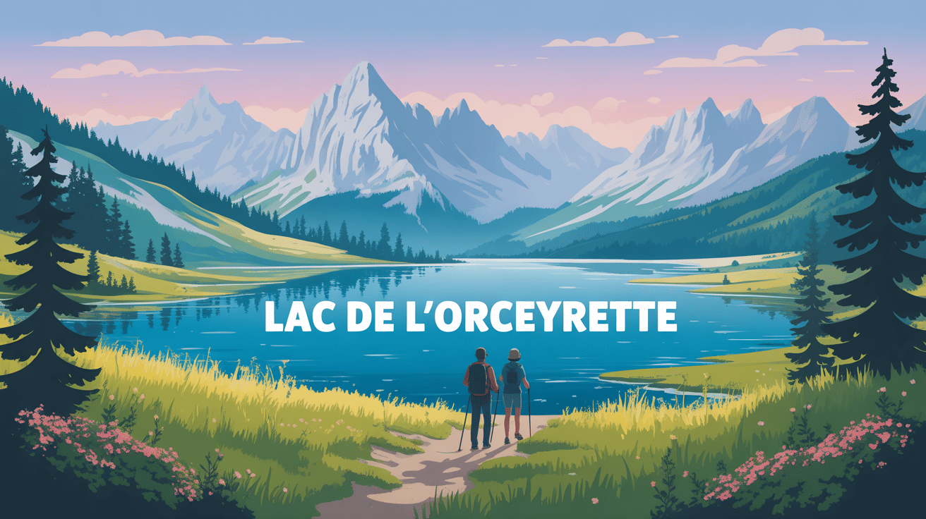 lac de l'Orceyrette en été reflet sommets mélèzes