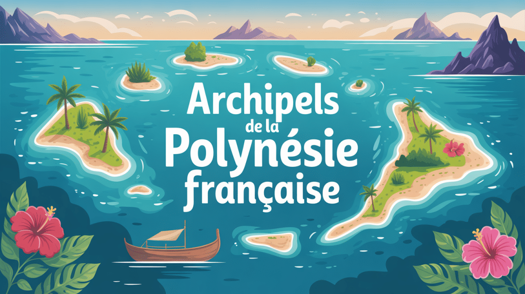 carte stylisée des 5 archipels de la polynésie française