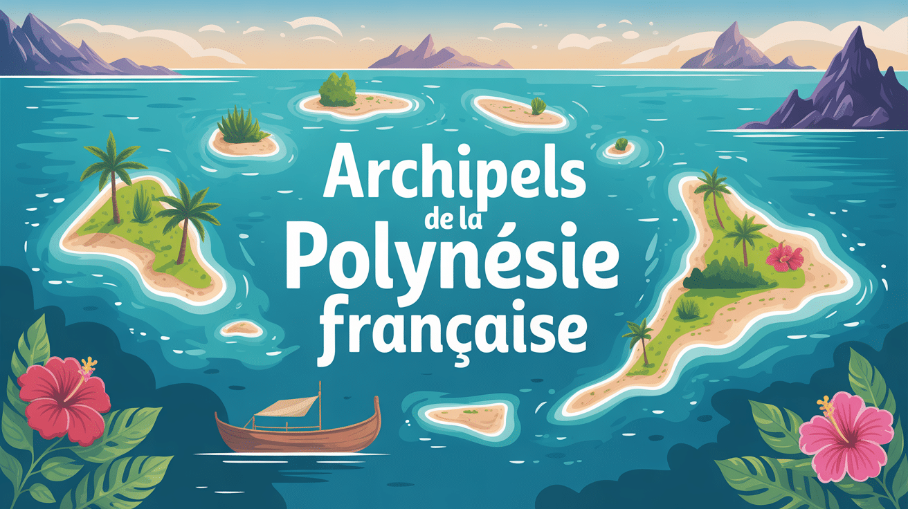 carte stylisée des 5 archipels de la polynésie française