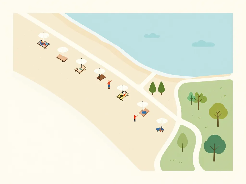 diagramme accès plage de capitello parkings services zones aménagées
