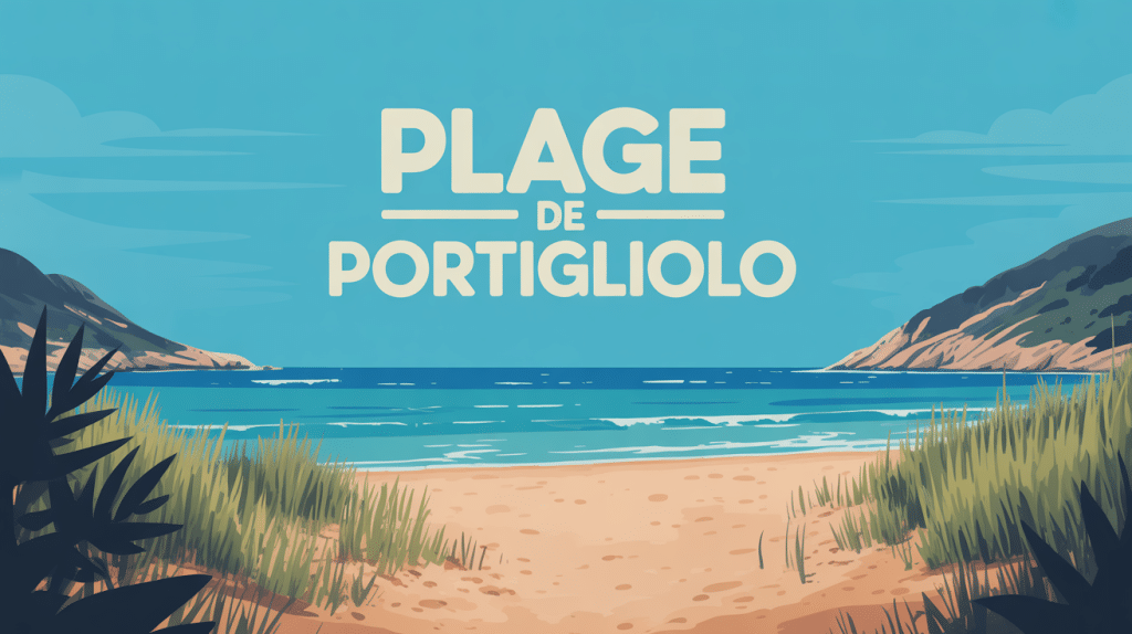 illustration plage de portigliolo - arinella di portigliolu maquis sable or turquoise