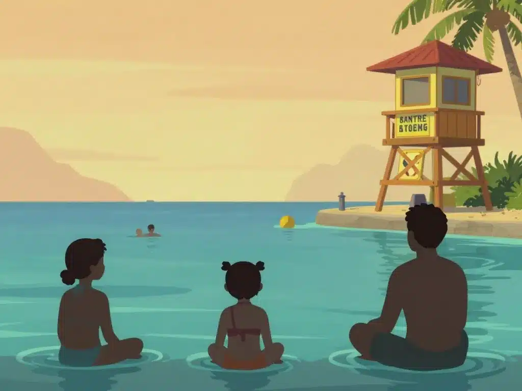 Scène vigilance baignade plage réunion requin