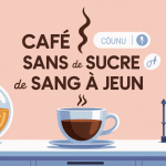 illustration prise de sang a jeun cafe sans sucre laboratoire stylise