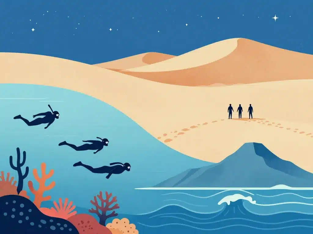 Que faire en Égypte illustration nature mer Rouge désert