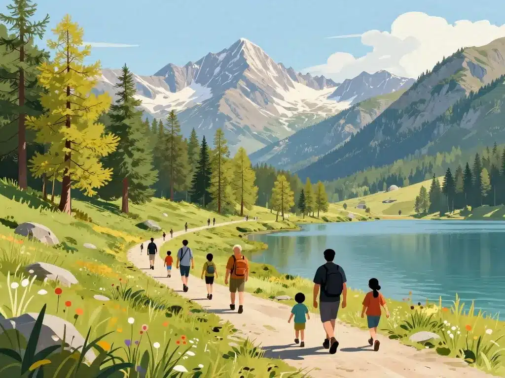 randonnée sentier lac de l'Orceyrette famille montagnes