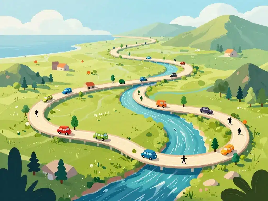 Carte stylisée road trip gaspésie montréal arrêts paysages