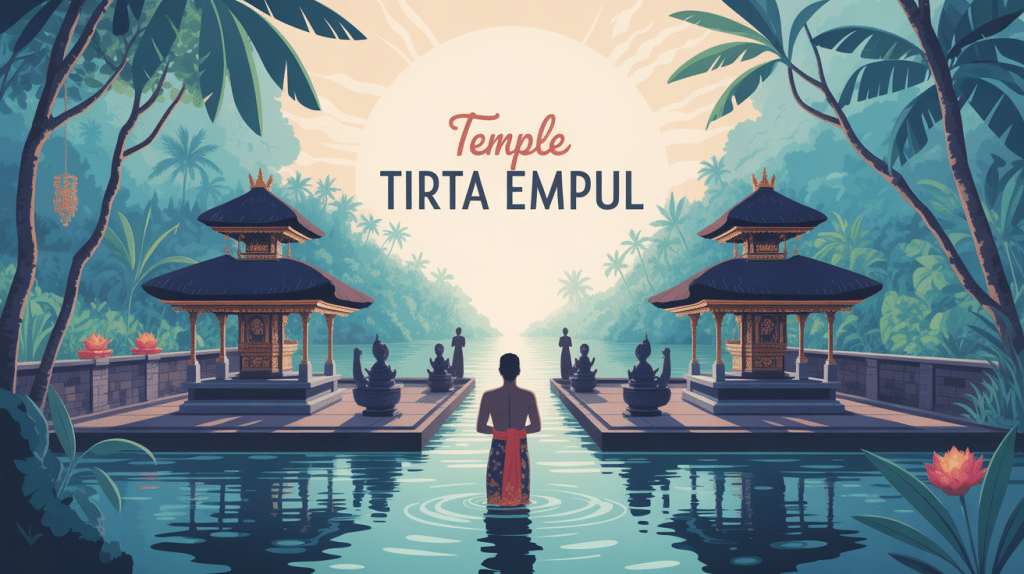 illustration vectorielle du temple tirta empul ambiance purification