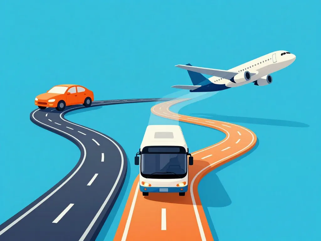 Voiture bus avion gaspésie montréal symboles transport