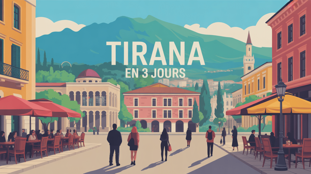 visiter tirana en 3 jours illustration citadine panoramique