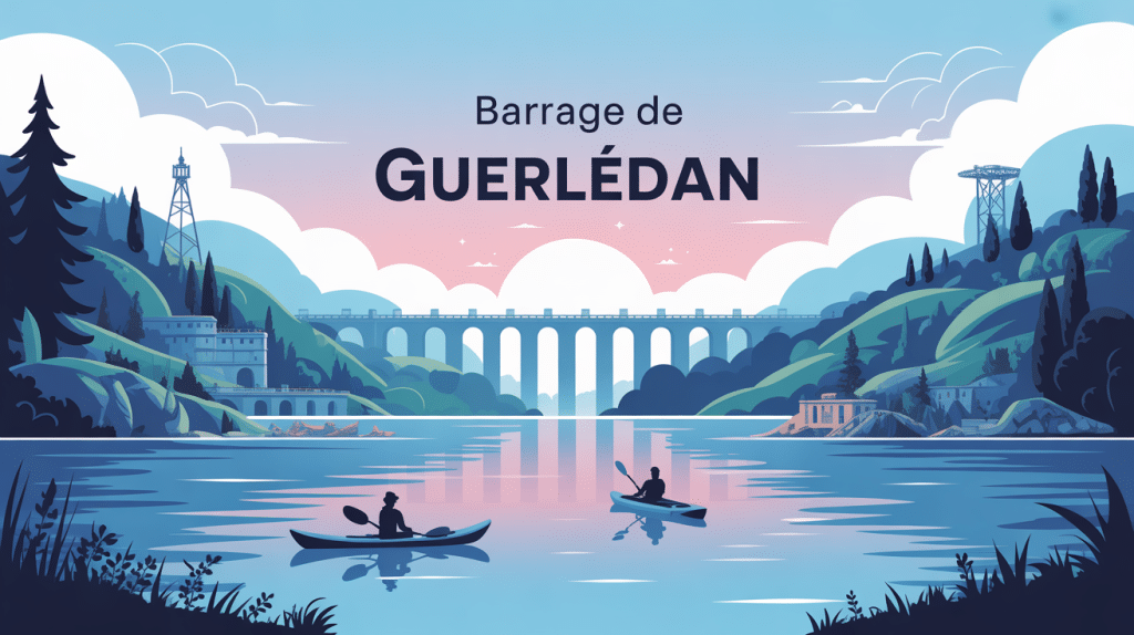 Vue du barrage de Guerlédan et du lac en Bretagne