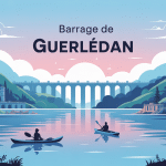 Vue du barrage de Guerlédan et du lac en Bretagne