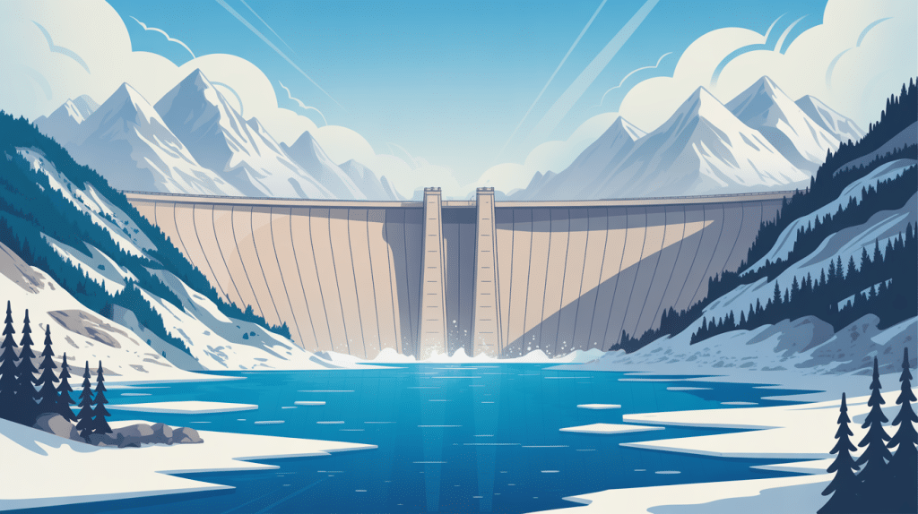 illustration du barrage de la grande dixence dans les alpes