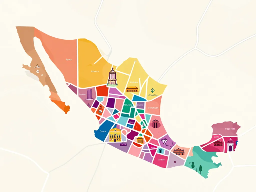 Carte Mexico City ciudad quartiers principaux