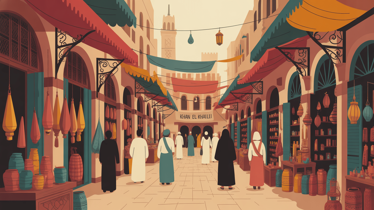 el khalili souk coeur du caire illustration