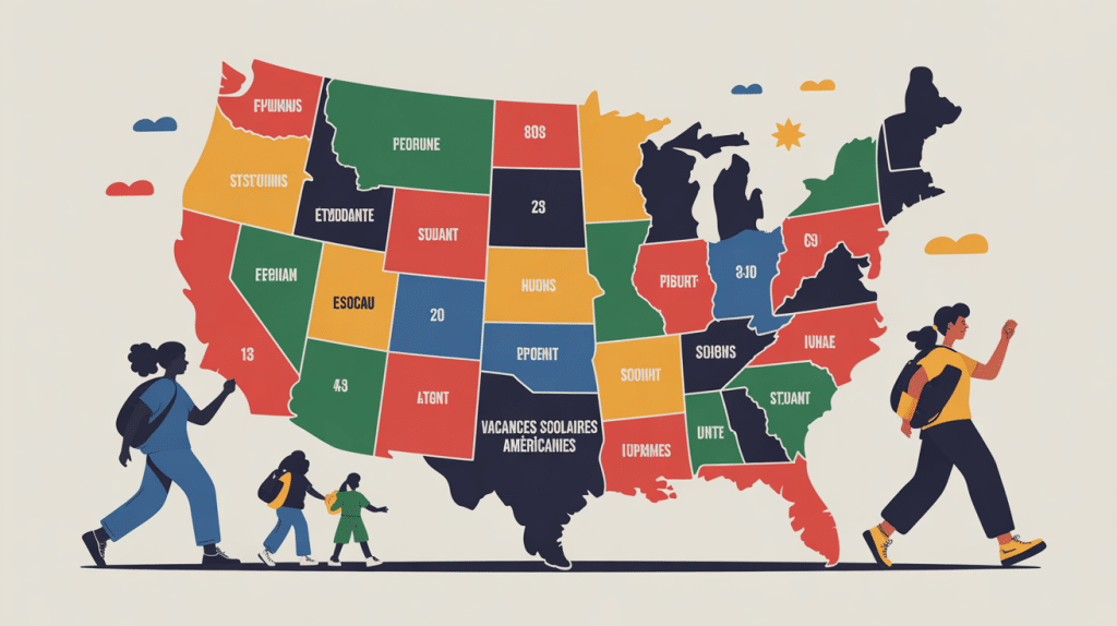 Illustration calendrier vacances scolaires etats unis
