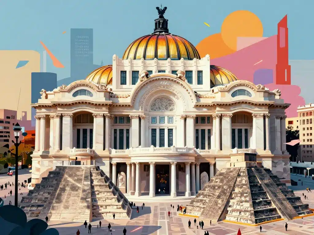 Monuments culturels Mexico City ciudad illustration