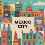 Illustration Mexico City ciudad quartiers culture monuments