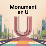 monument en u dans environnement urbain stylisé