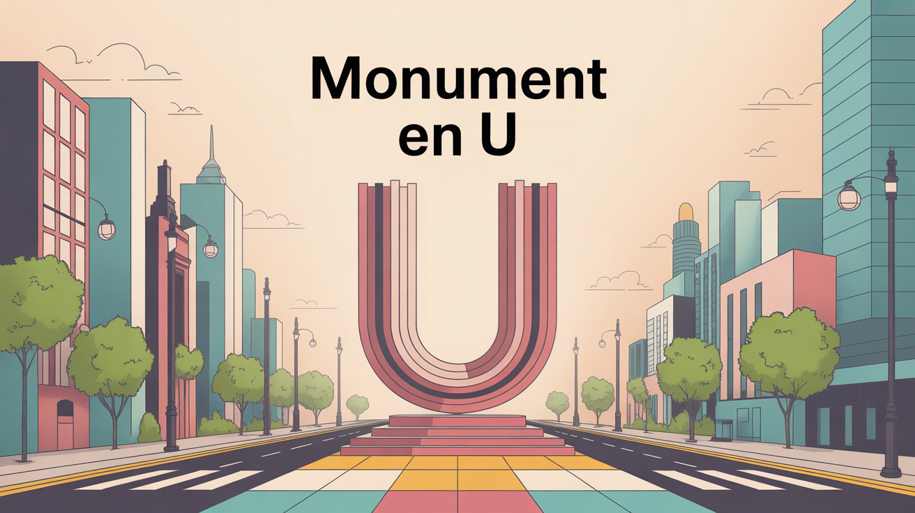 monument en u dans environnement urbain stylisé