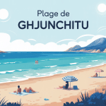 plage de Ghjunchitu vue stylisée entre mer turquoise et collines