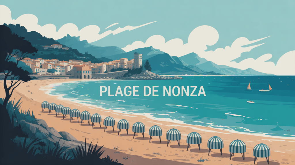 illustration vectorielle panoramique plage de nonza corse