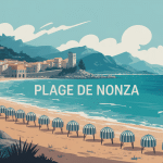 illustration vectorielle panoramique plage de nonza corse