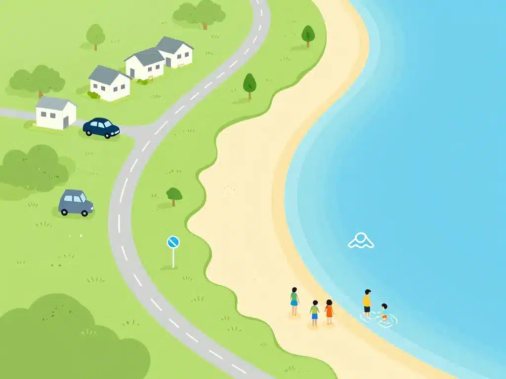 Accès, parking et baignade sécurisée plage de Vindry