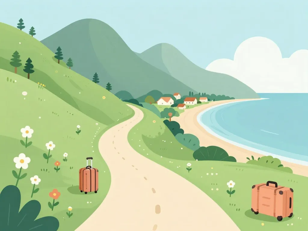 Illustration voyage facile vers Mazunte chemin tropical