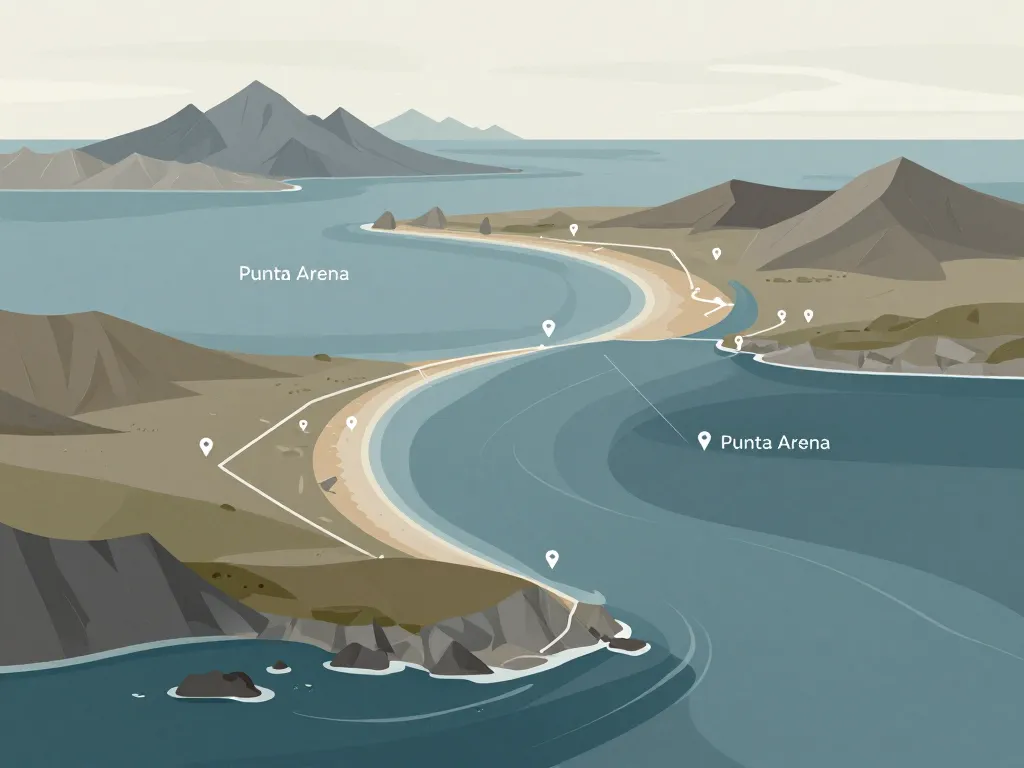 Carte stylisée Punta Arena Patagonie localisation accès