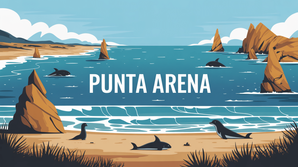 Illustration Punta Arena Patagonie plages falaises animaux