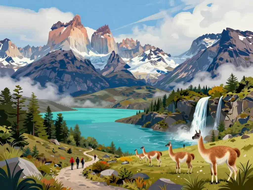 Paysages emblématiques sud du Chili parcs lacs et montagnes